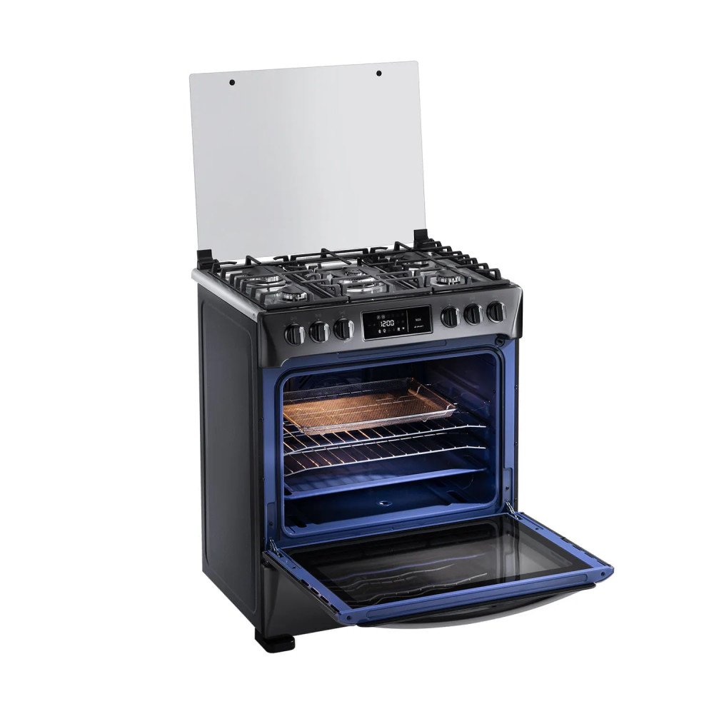 Cocina a Gas Indurama Niza Zafiro Smart | 5 Hornillas | 30" Negro modelo NIZA-ZFO-SMART cómpralo en Mi Bodega Ec