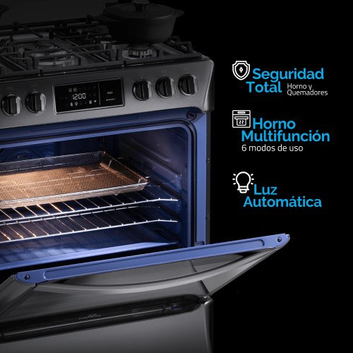 Cocina a Gas Indurama Niza Zafiro | 5 Hornillas | Smart modelo NIZA-ZFO-SMART cómpralo en Mi Bodega Ec