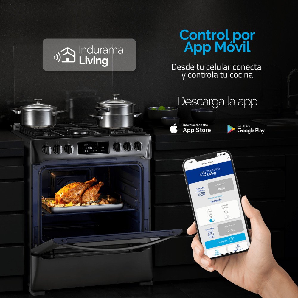 Cocina a Gas Indurama Niza Zafiro | 5 Hornillas | Smart modelo NIZA-ZFO-SMART cómpralo en Mi Bodega Ec