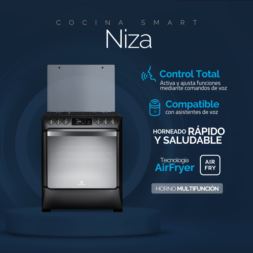 Cocina a Gas Indurama Niza Zafiro|5 Hornillas|Smart modelo NIZA-ZFO-SMART cómpralo en Mi Bodega Ec