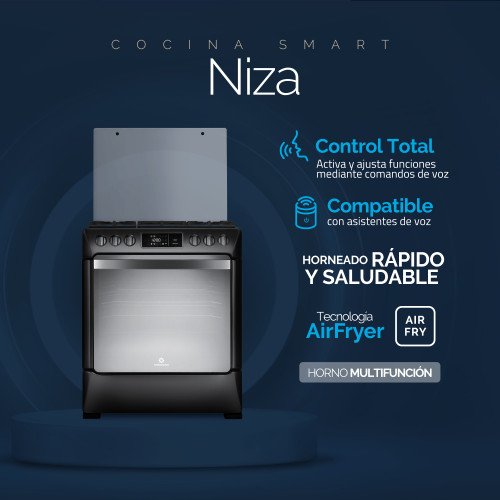 Cocina a Gas Indurama Niza Zafiro | 5 Hornillas | Smart modelo NIZA-ZFO-SMART cómpralo en Mi Bodega Ec