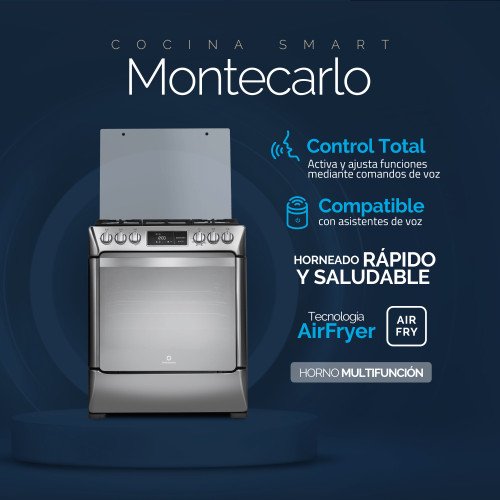 Cocina a Gas Indurama Montecarlos Zafiro Smart | 5 Hornillas | 30" Croma modelo MONTECARLOS-ZFO-SMART cómpralo en Mi Bodega Ec