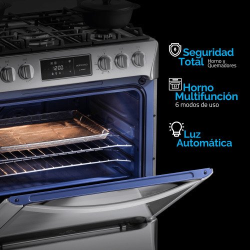 Cocina a Gas Indurama Montecarlos Zafiro Smart | 5 Hornillas | 30" Croma modelo MONTECARLOS-ZFO-SMART cómpralo en Mi Bodega Ec