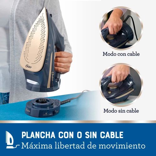 Plancha de vapor inalámbrica Oster | 2 en 1 con suela de cerámica, azul modelo GCSTCC5000-013 cómpralo en Mi Bodega Ec