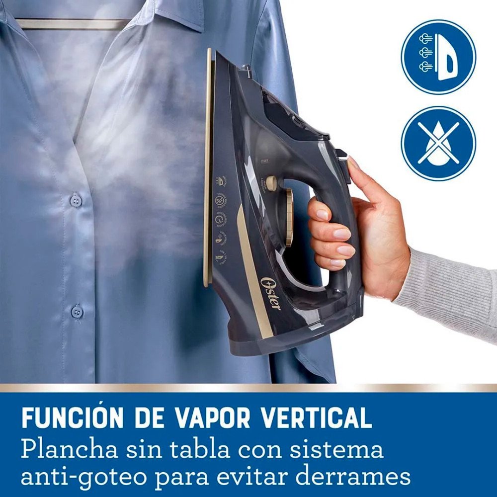 Plancha de vapor inalámbrica Oster | 2 en 1 con suela de cerámica, azul