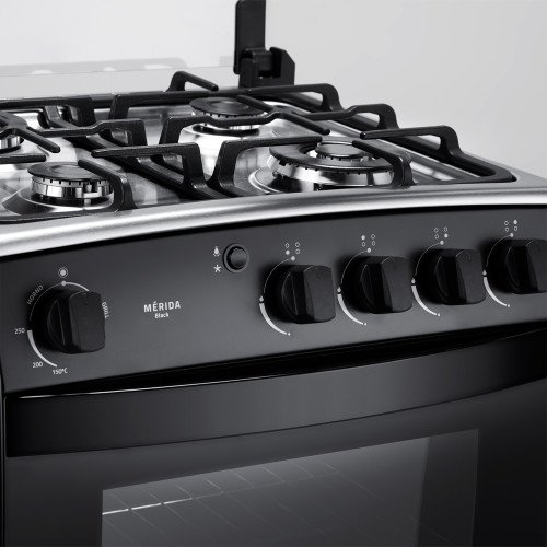 Cocina a Gas Indurama Merida| 4 Hornillas | 24" Negro modelo MERIDA-BLACK-GRILL cómpralo en Mi Bodega Ec
