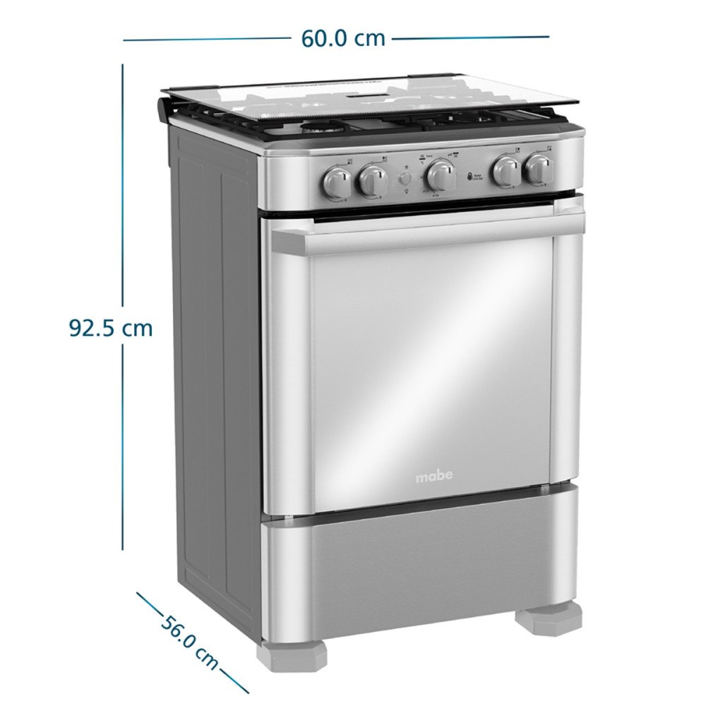 Cocina a Gas Mabe EM6060FX3| 4 Hornillas | 60 cm modelo EM6060FX3 cómpralo en Mi Bodega Ec