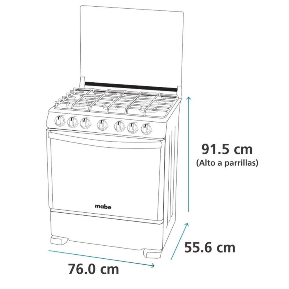 Cocina a Gas Mabe EM7625FX0| 6 Hornillas | 76 cm