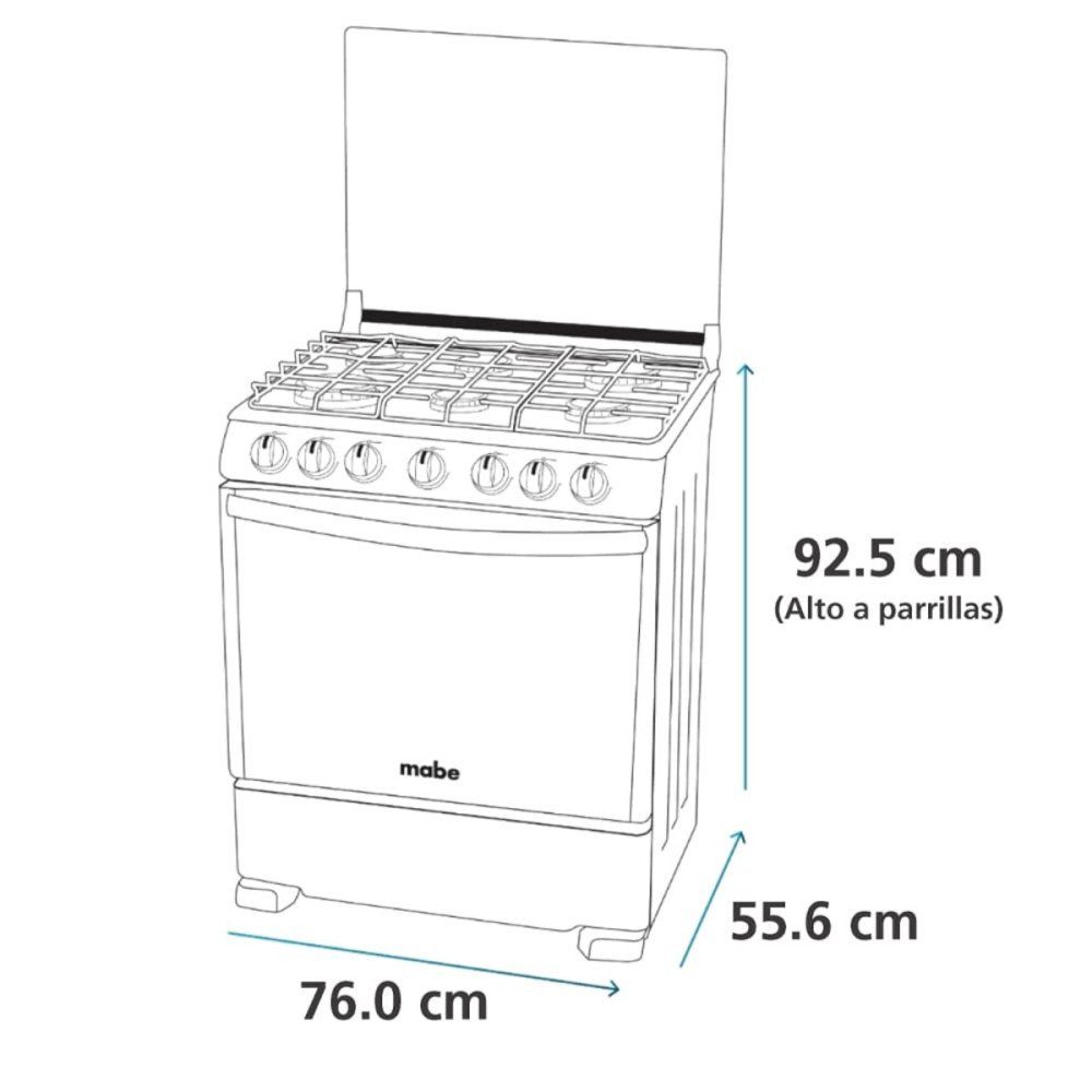 Cocina a Gas Mabe EM7610SG0| 6 Hornillas | 76 cm modelo EM7610SG0 cómpralo en Mi Bodega Ec