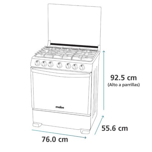 Cocina a Gas Mabe EM7610SG0| 6 Hornillas | 76 cm modelo EM7610SG0 cómpralo en Mi Bodega Ec