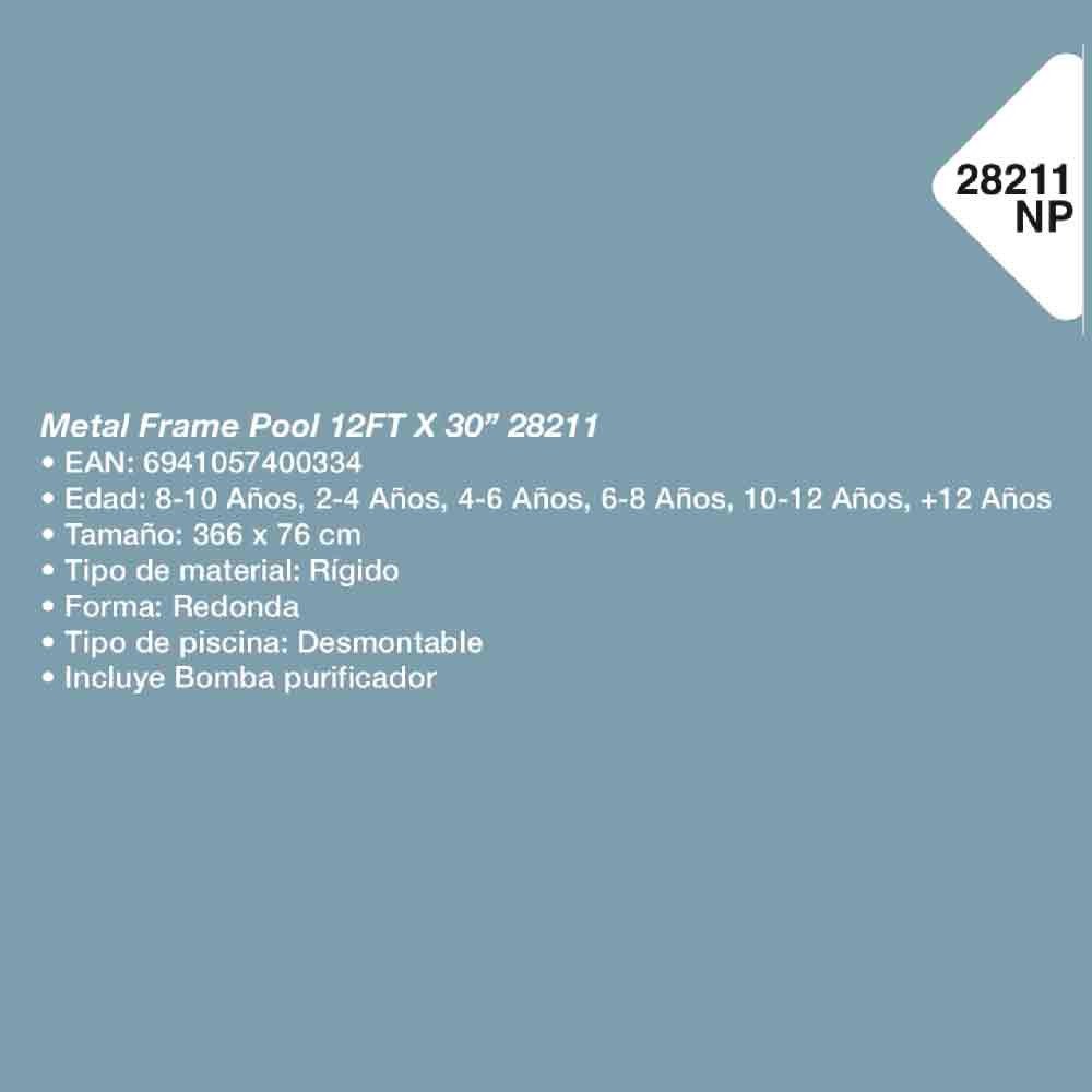 INTEX | PISCINA DESMONTABLE REDONDA RECT 366 DIÁMETRO X 76CM DE ALTO  CON BOMBA PURIFICADOR modelo 28211NP cómpralo en Mi Bodega Ec