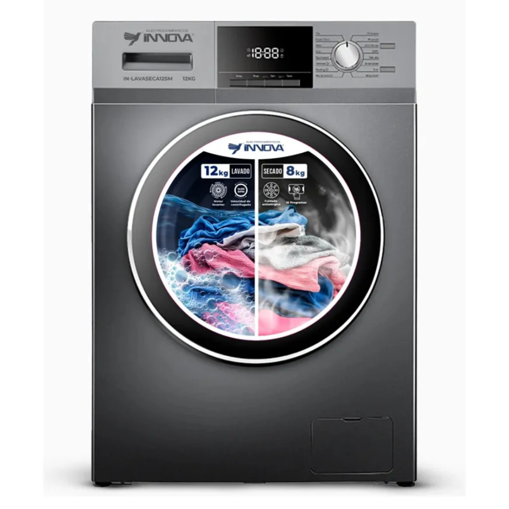 Lavadora Secadora Innova 12Kg| IN-LAVASECA12SM | Carga Frontal modelo IN-LAVASECA12SM-W cómpralo en Mi Bodega Ec