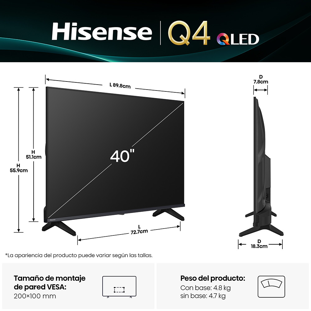Televisor Hisense Q4SV 40” | QLed HD