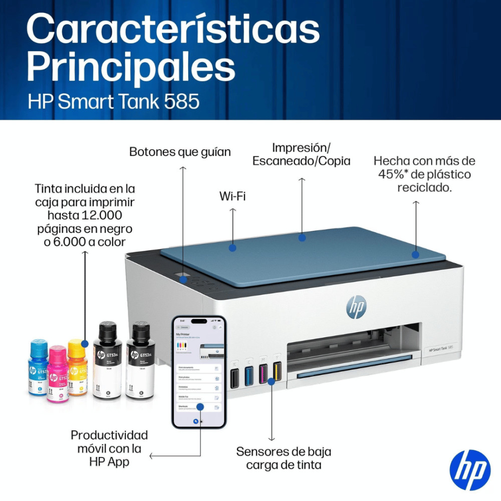 Impresora HP WL-58|Multifuncional Smart Tank modelo WL-585 cómpralo en Mi Bodega Ec