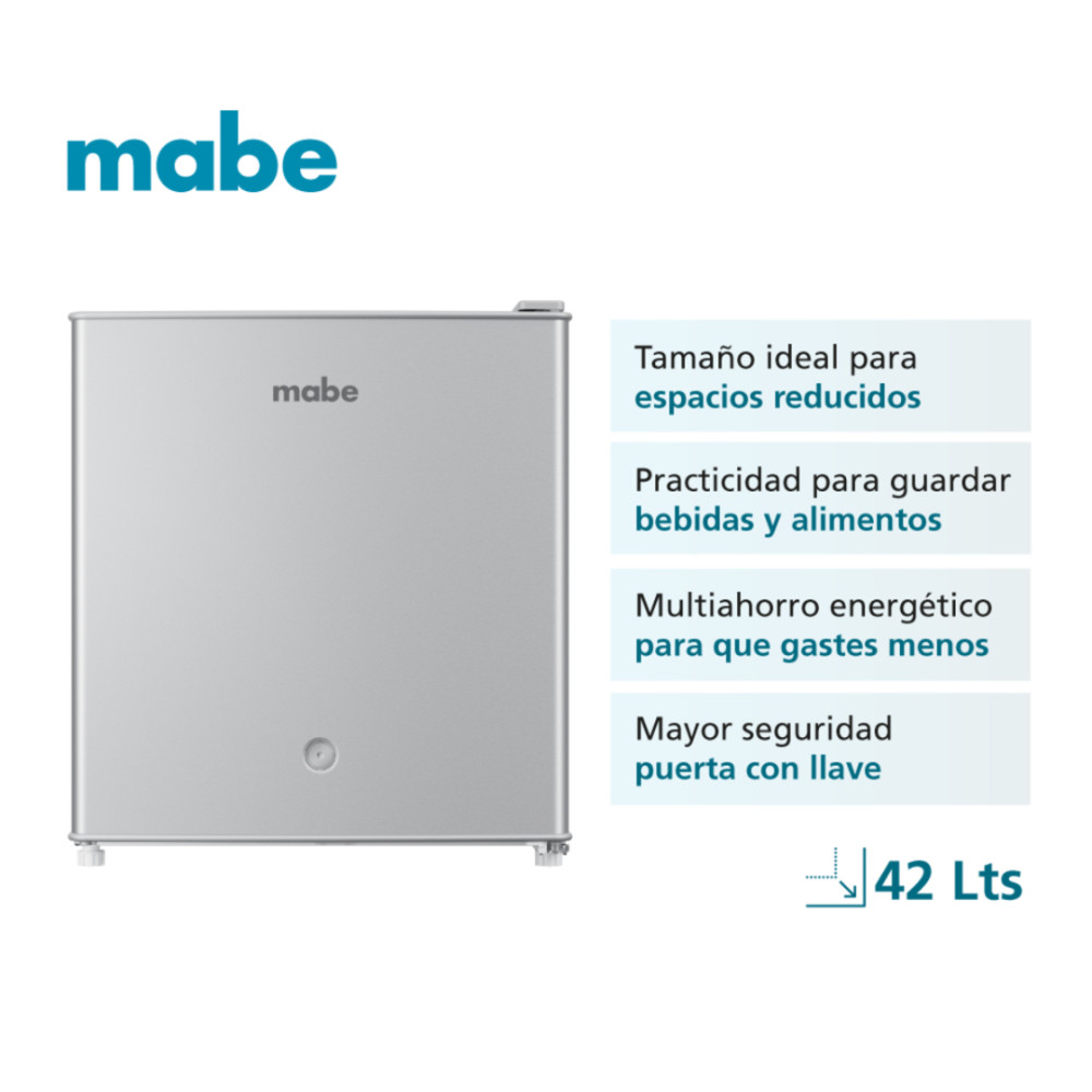 Minibar Mabe Electrolux Silver con Llave RMF02BRX1| 42Lt. modelo RMF02BRX1 cómpralo en Mi Bodega Ec