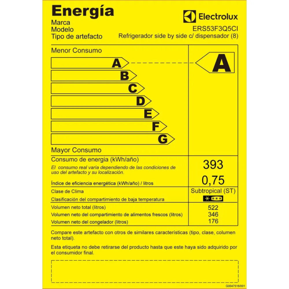 Refrigeradora Electrolux ERS53F3Q5CI | 522Lt. | Side By Side
