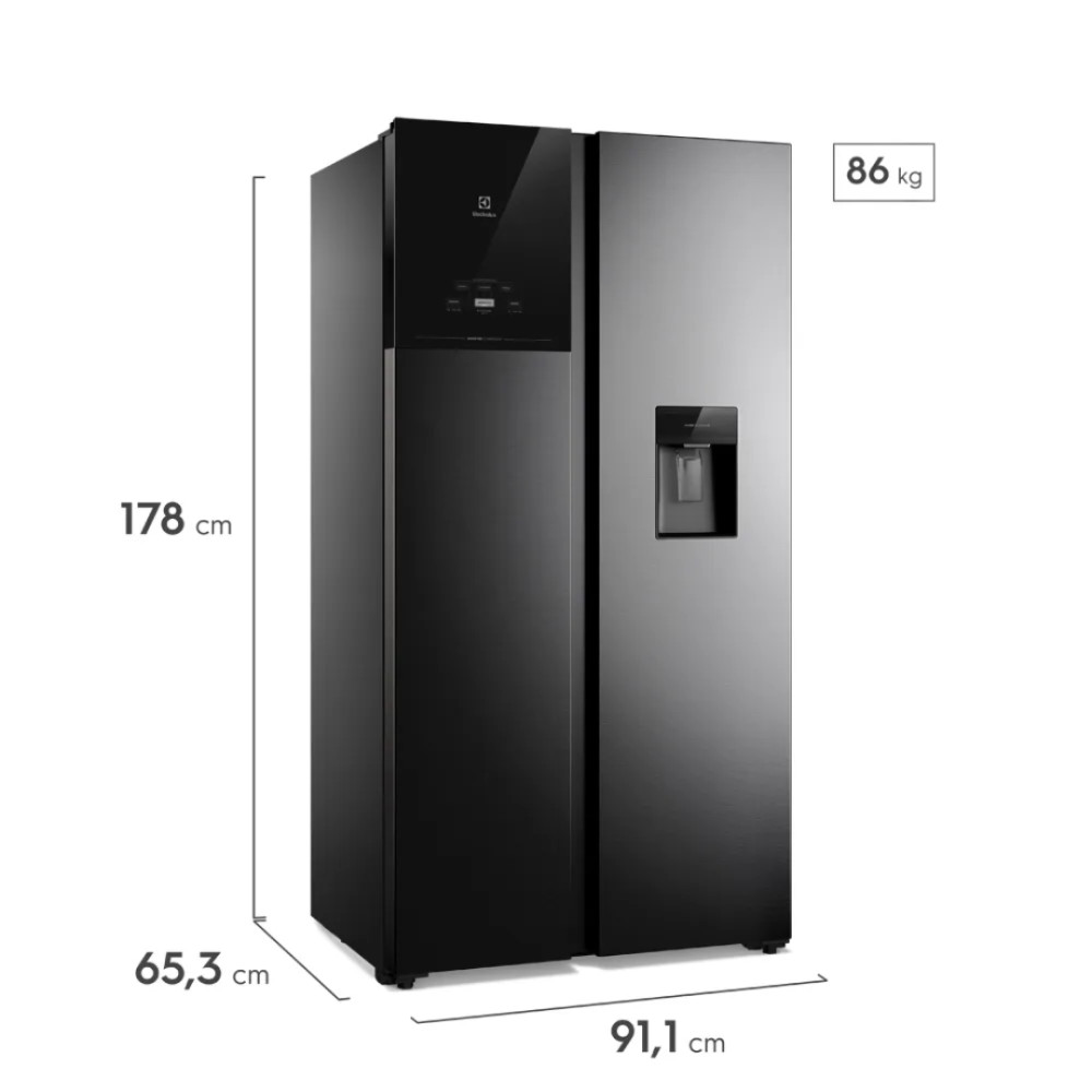 Refrigeradora Negra Electrolux ERS53F3Q5CB | 522Lt. | Side By Side modelo ERS53F3Q5CB cómpralo en Mi Bodega Ec