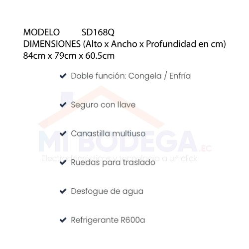 Congelador Continental SD168Q |168 Lt. modelo SD168Q cómpralo en Mi Bodega Ec