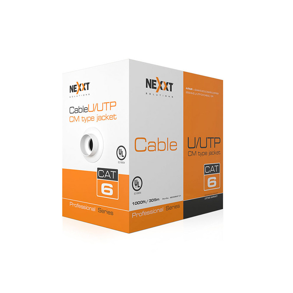Cable U/UTP Nexxt Soluciones, Cat6, Calibre 24AWG, 305 metros, color gris Cable U/UTP Nexxt Soluciones, Cat6, Calibre 24AWG, 305 metros, color gris modelo AB356NXT31 cómpralo en Mi Bodega Ec