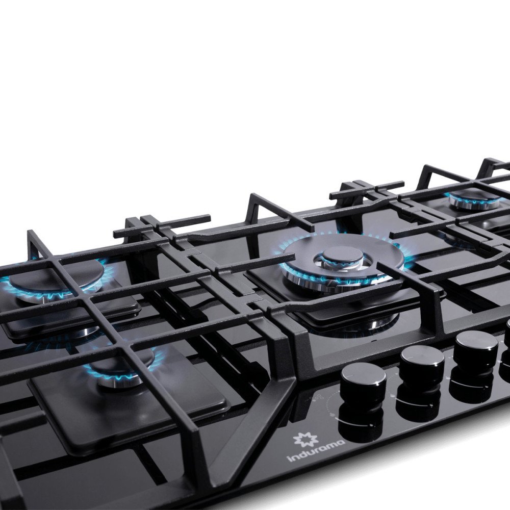 INDURAMA | ENCIMERA 5H A GAS 110V |  VIDRIO ENCENDIDO ELÉCTRICO NEGRO