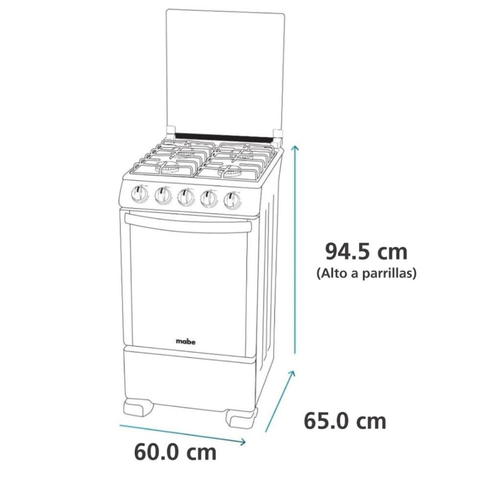 Cocina a Gas Mabe EM6095FX1 | 4 Hornillas | Acero Inoxidable 60 cm | Grill Plancha Teflonada Cocina a Gas Mabe EM6095FX1 | 4 Hornillas | Acero Inoxidable 60 cm | Grill Plancha Teflonada