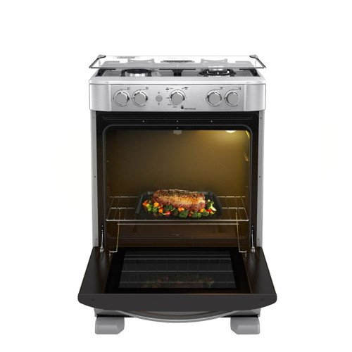 Cocina a Gas Mabe EM6060FX2 | 4 Hornillas | Encendido Grill Luz Horno 60 cm modelo EM6060FX2 cómpralo en Mi Bodega Ec