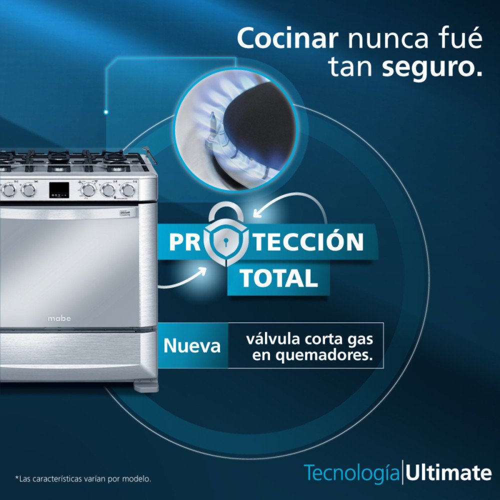 Cocina a Gas Mabe EM7635FX0 | 5 Hornillas | Encendido Luz Horno 76 cm modelo EM7635FX0 cómpralo en Mi Bodega Ec
