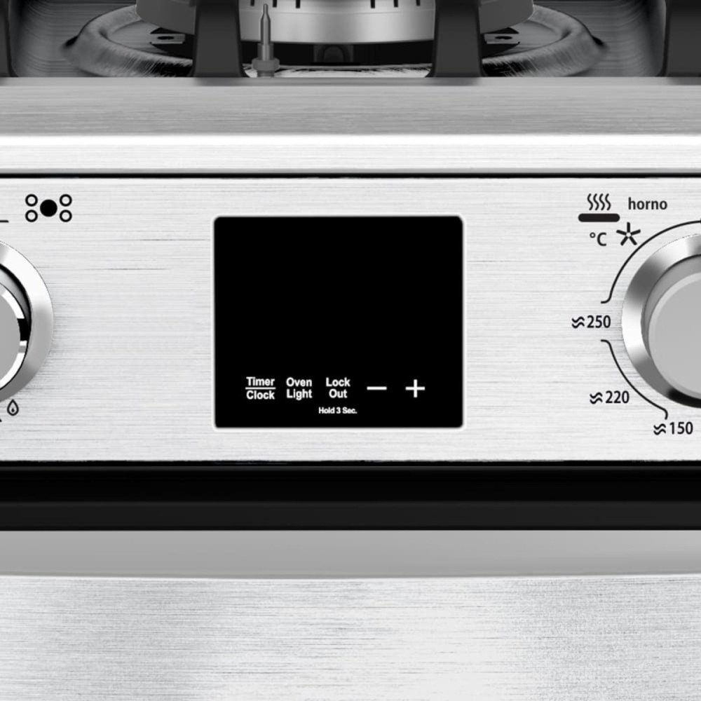 Cocina a Gas Mabe EM7670FX1 | 5 Hornillas | Encendido Luz Horno 76 cm modelo EM7670FX1 cómpralo en Mi Bodega Ec