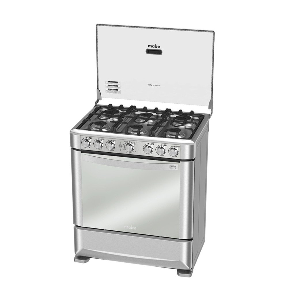 Cocina a Gas Mabe EM7630FX0 | 6 Hornillas | Grill Parrilla de Hierro 76 cm modelo EM7630FX0 cómpralo en Mi Bodega Ec