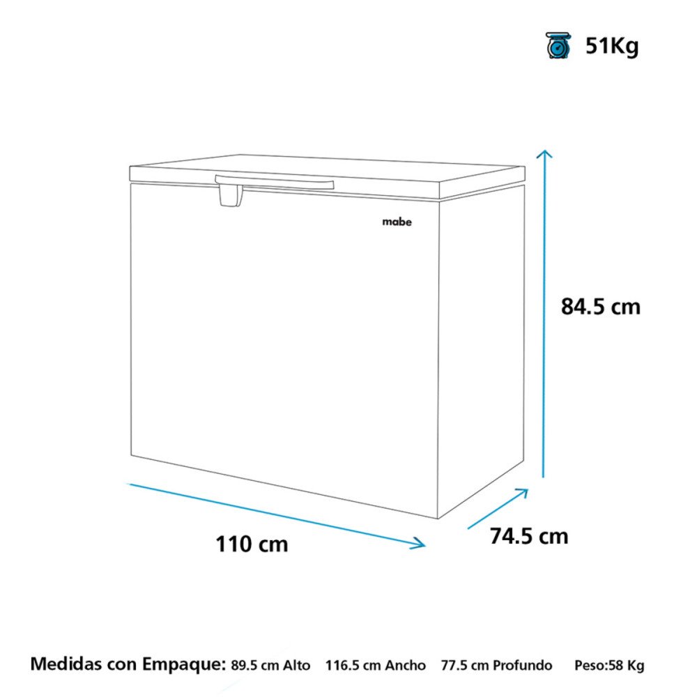 MABE | CONGELADOR DUAL 300 LITROS | TAPA CIEGA BLANCO modelo ALASKA300BH cómpralo en Mi Bodega Ec