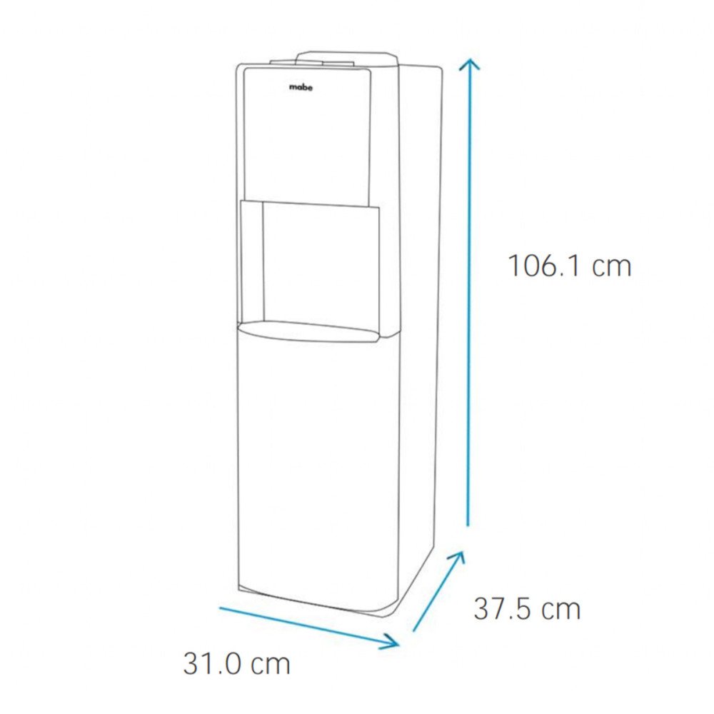 MABE | DISPENSADOR DE AGUA | 3 LLAVES AMBIENTE / FRIA /CALIENTE | BOTELLÓN OCULTO modelo EMBL1TN cómpralo en Mi Bodega Ec