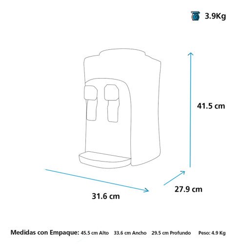 MABE | DISPENSADOR DE AGUA | 2 LLAVES FRIA / CALIENTE DE MESA modelo EMM2PN cómpralo en Mi Bodega Ec