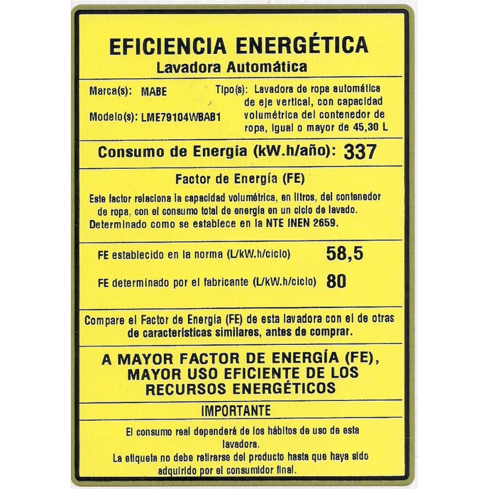Lavadora Automática Mabe LME79104WBAB1 | 19 Kg de Perillas Blanca