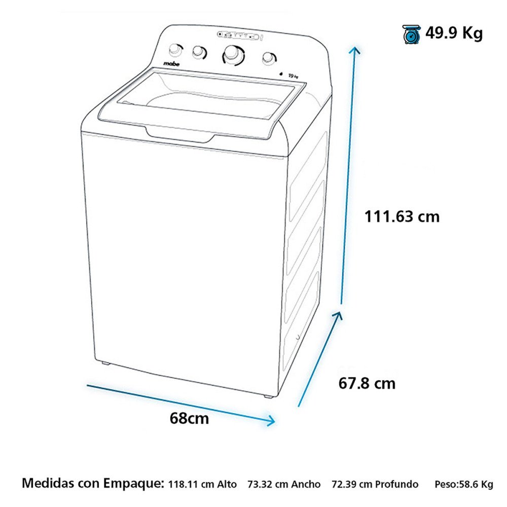 Lavadora Automática Mabe LME79104WBAB1 | 19 Kg de Perillas Blanca modelo LME79104WBAB1 cómpralo en Mi Bodega Ec