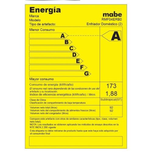 MABE | MINIBAR 93 LITROS | BLANCO CON LLAVE modelo RMF04ERBO cómpralo en Mi Bodega Ec