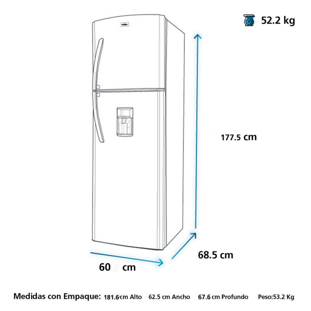 Refrigeradora Mabe Top Mount RMA430FJEG | 300 Lt. | Dispensador, Negro modelo RMA430FJEG cómpralo en Mi Bodega Ec