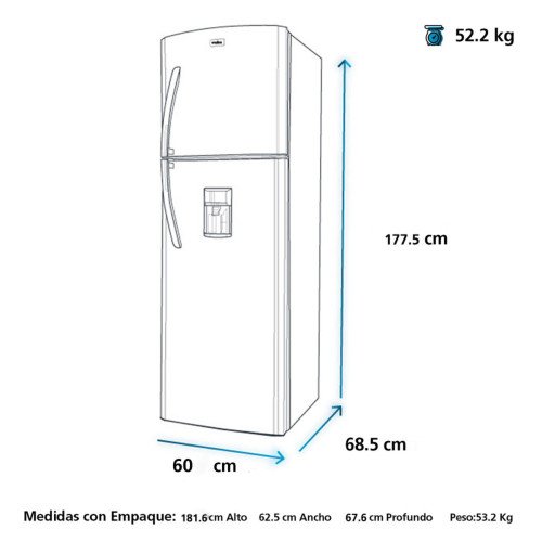Refrigeradora Mabe Top Mount RMA430FJEG | 300 Lt. | Dispensador, Negro modelo RMA430FJEG cómpralo en Mi Bodega Ec