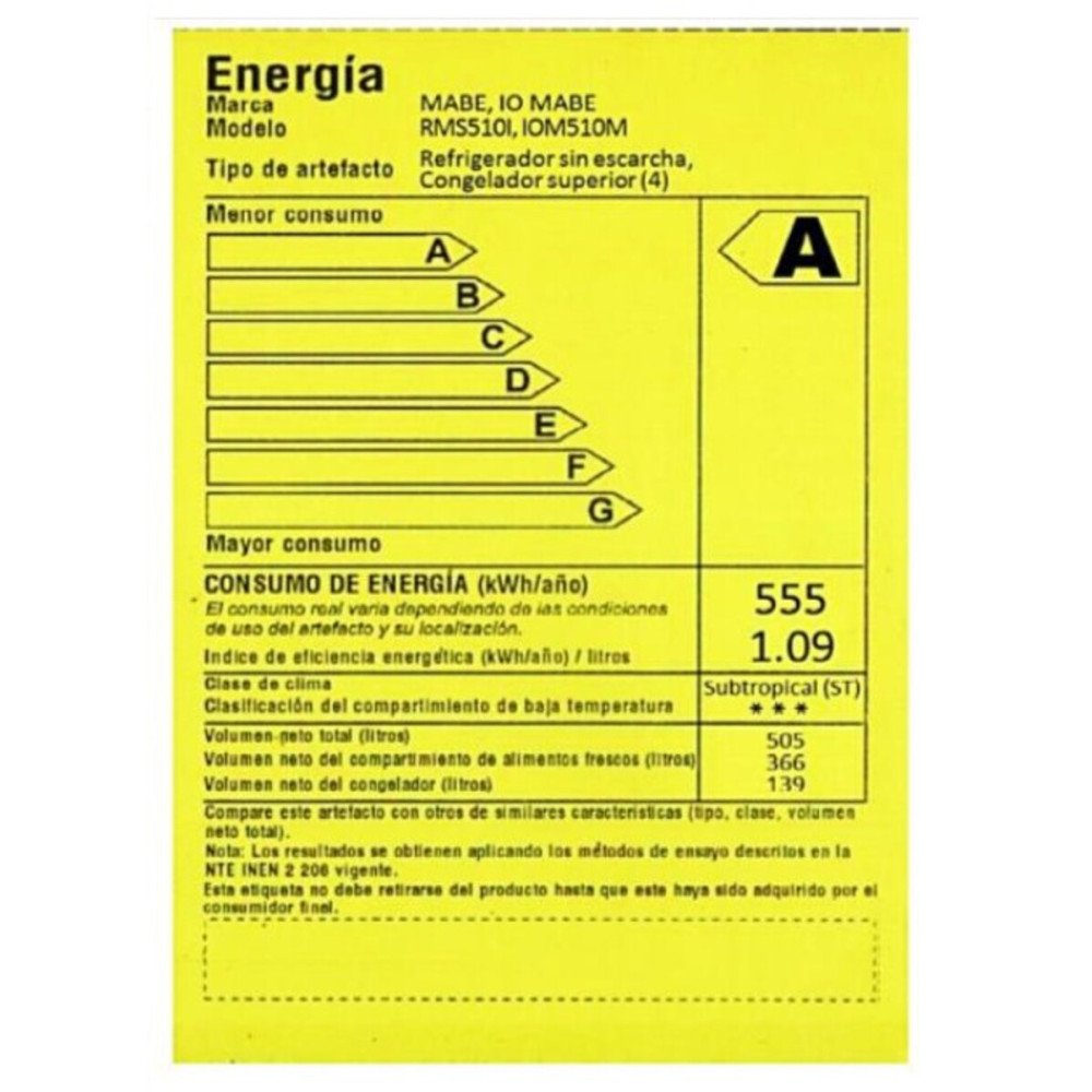 Refrigeradora Mabe RMS510IFBQP0 | 510 Lt. | Top Freezer, Negro modelo RMS510IFBQP0 cómpralo en Mi Bodega Ec