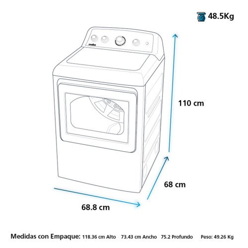 MABE | SECADORA A GAS 18 KG| CARGA FRONTAL | BLANCO modelo SMG26N5MNBAB0 cómpralo en Mi Bodega Ec