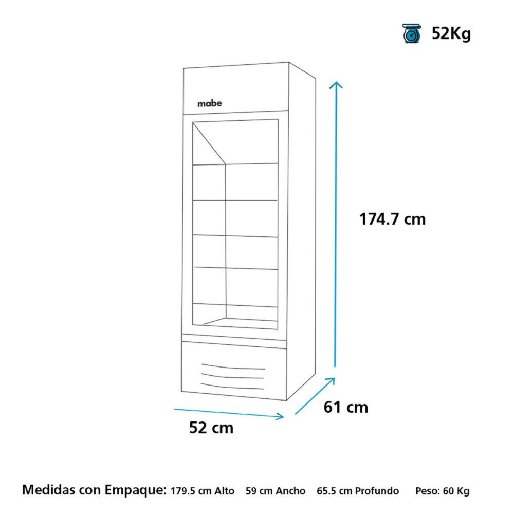 MABE | VITRINA ENFRIADORA 216 LITROS | VERTICAL / BLANCO