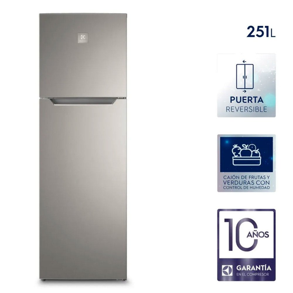 Refrigeradora Electrolux ERTS09G3HUS | 251 Lt. | No frost, Silver modelo ERTS09G3HUS cómpralo en Mi Bodega Ec