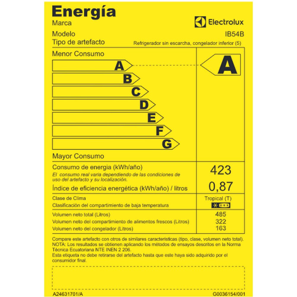 Refrigeradora Electrolux IB54B | 486 Lt. | Inverter, Bottom Freezer, Panel Digital, Negra