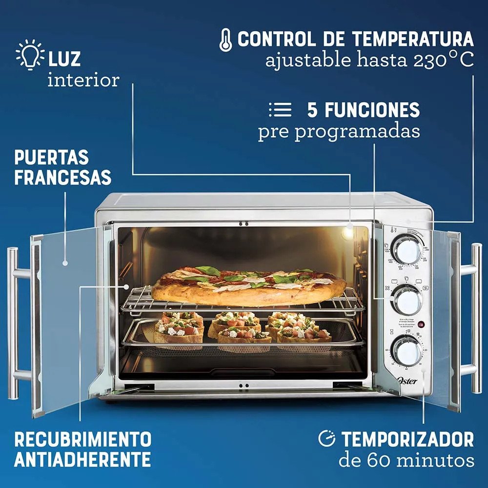 OSTER | HORNO Y FREIDOR DE AIRE 42L | 2 PUERTAS