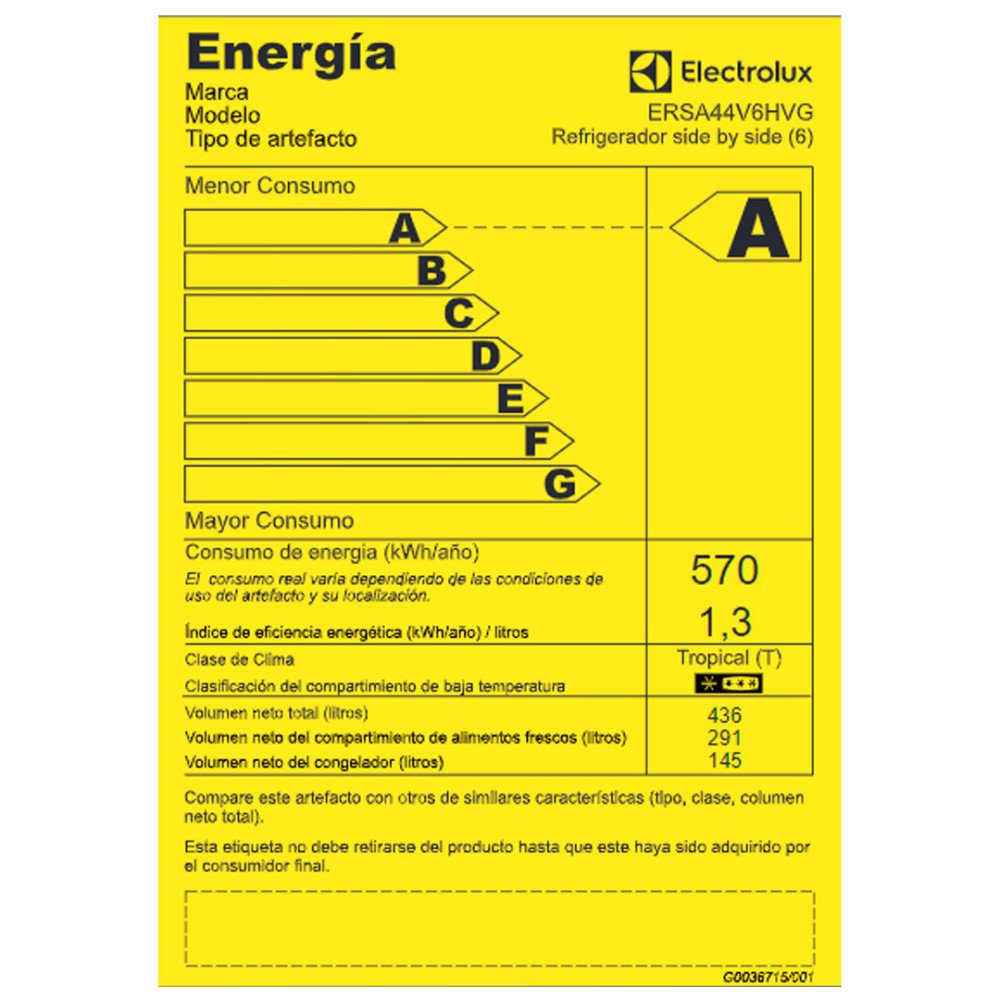 Refrigeradora Electrolux Side by Side ERSA44V6HVG | 442 Lt. | Inverter, No frost, Panel Digital