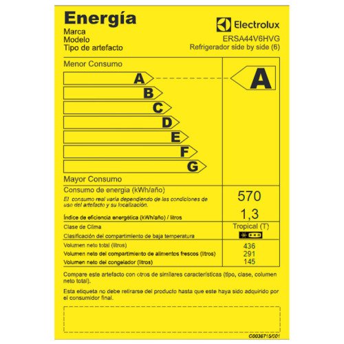 Refrigeradora Electrolux Side by Side ERSA44V6HVG | 442 Lt. | Inverter, No frost, Panel Digital modelo ERSA44V6HVG cómpralo en Mi Bodega Ec