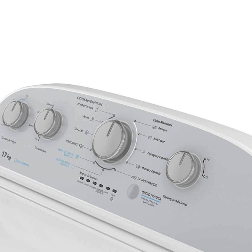 Lavadora Whirlpool 7MWTW1700EM | 17 Kg | Americana de Perilla Blanca